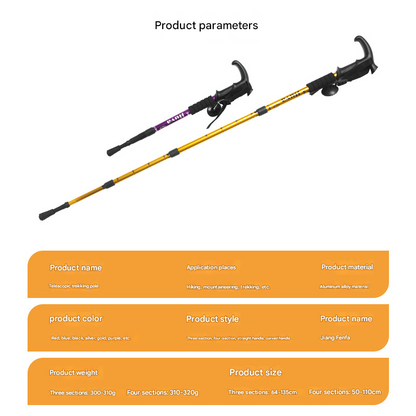 Blue Professional Outdoor Trekking Pole – Lightweight Aluminum Alloy Adjustable Walking Stick with Shock Absorption System for Hiking, Climbing, and Kids | 4-Section Collapsible Design with Ergonomic Curved Handle - Image 3