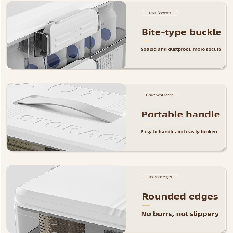 Cream white Large 3 Layer Medicine Storage Box Portable First Aid Kit Organiser with Handle Multi Compartment Container for Family Home Use - Image 3
