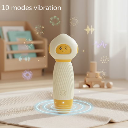 Yellow Powerful Mini Personal Massager Wand 10 Vibration Modes Quiet USB Rechargeable Soft Silicone Waterproof Discreet Body Relaxer - Image 2
