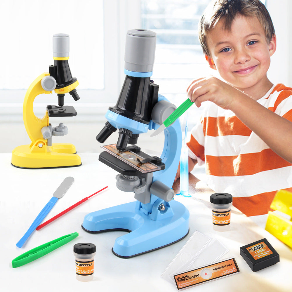 Orange Kids Biological Microscope Kit 100x 400x 1200x LED Magnification STEM Science Toy for School Students with Sample Slides - Image 4