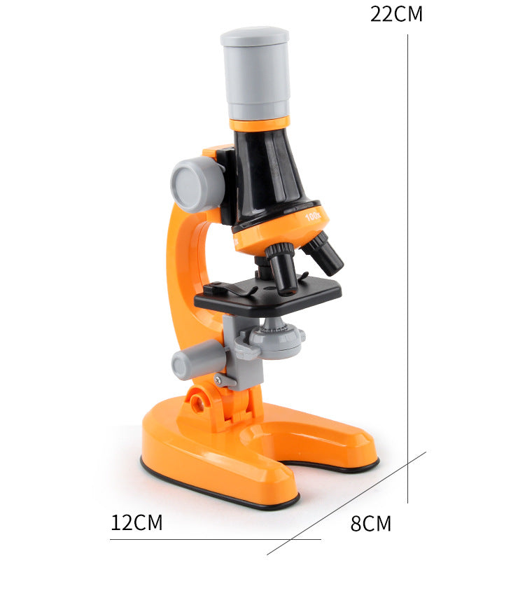 Yellow Kids Biological Microscope Kit 100x 400x 1200x LED Magnification STEM Science Toy for School Students with Sample Slides - Image 5