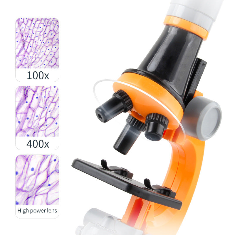 White Kids Biological Microscope Kit 100x 400x 1200x LED Magnification STEM Science Toy for School Students with Sample Slides - Image 2