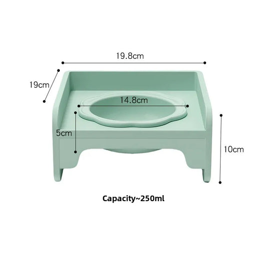 Green Ceramic Raised Cat Bowl with Splash Proof Stand 250ml Elevated Pet Feeder for Kittens and Small Dogs Modular Interlocking Design