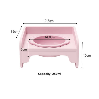 Pink Ceramic Raised Cat Bowl with Splash Proof Stand 250ml Elevated Pet Feeder for Kittens and Small Dogs Modular Interlocking Design