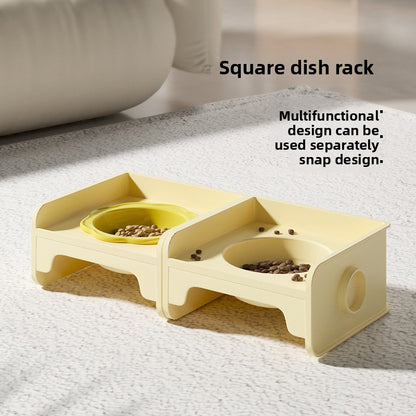 Purple Ceramic Raised Cat Bowl with Splash Proof Stand 250ml Elevated Pet Feeder for Kittens and Small Dogs Modular Interlocking Design - Image 3