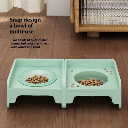 Purple Ceramic Raised Cat Bowl with Splash Proof Stand 250ml Elevated Pet Feeder for Kittens and Small Dogs Modular Interlocking Design - Image 5