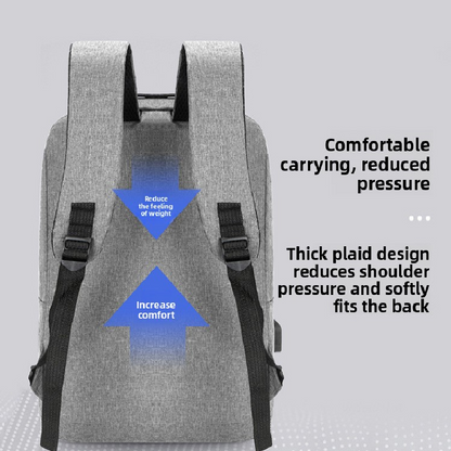 Grey 3 Piece Mens Backpack Set with Sling Bag and Pouch USB Charging Port Large Capacity Laptop Daypack Water Resistant Business Travel School Bag - Image 6