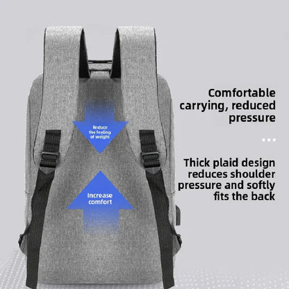 Grey 3 Piece Mens Backpack Set with Sling Bag and Pouch USB Charging Port Large Capacity Laptop Daypack Water Resistant Business Travel School Bag - Image 6
