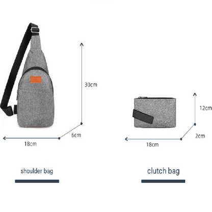 Black 3 Piece Mens Backpack Set with Sling Bag and Pouch USB Charging Port Large Capacity Laptop Daypack Water Resistant Business Travel School Bag - Image 9