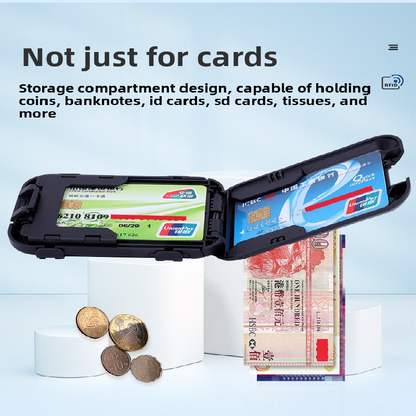 Dark grey RFID Blocking Aluminium Card Holder Wallet Waterproof Hard Shell Case with Cash Strap for Men Travel and Daily Use - Image 3