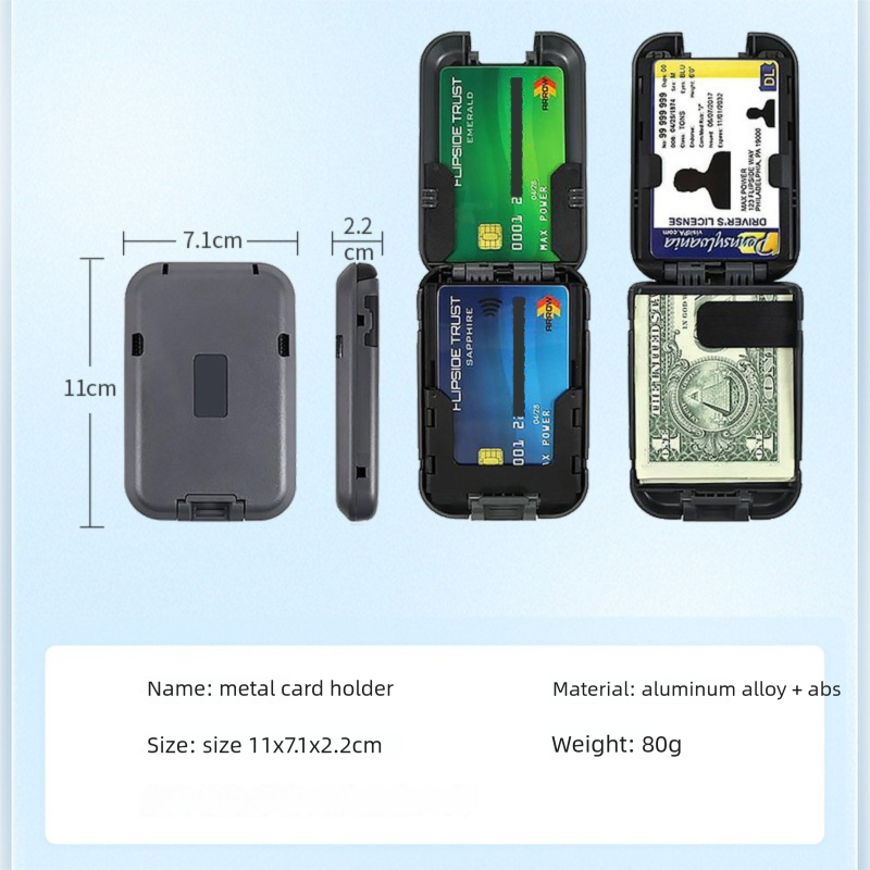 Army green RFID Blocking Aluminium Card Holder Wallet Waterproof Hard Shell Case with Cash Strap for Men Travel and Daily Use - Image 7