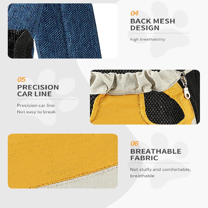 Yellow denim blue Pet Carrier Backpack Front Chest Pack Legs Out Breathable Mesh for Small Dogs Cats Hiking Travel Hands Free Adjustable Design(Size:L) - Image 5