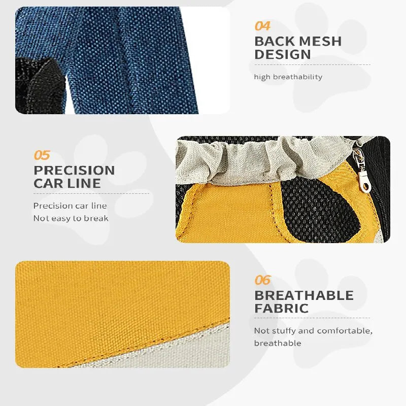 Yellow denim blue Pet Carrier Backpack Front Chest Pack Legs Out Breathable Mesh for Small Dogs Cats Hiking Travel Hands Free Adjustable Design(Size:L) - Image 5