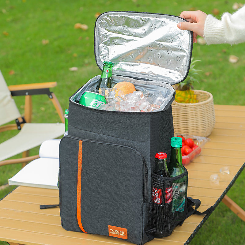 Grey Large Capacity Insulated Cooler Backpack 20.5L Leakproof Thermal Lunch Bag Waterproof Soft Sided Cooling Rucksack for Camping Picnic Beach & Work - Image 2