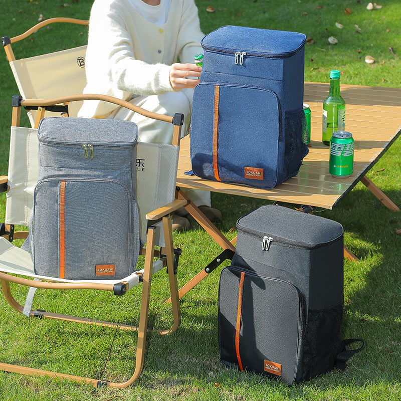 Grey Large Capacity Insulated Cooler Backpack 20.5L Leakproof Thermal Lunch Bag Waterproof Soft Sided Cooling Rucksack for Camping Picnic Beach & Work - Image 4