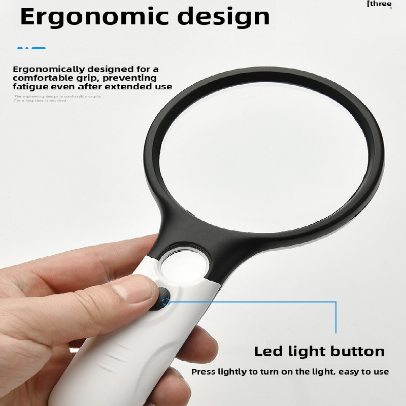 2 Pack Black and white Handheld LED Magnifying Glass 10x Zoom 70mm Lens Illuminated Reading Magnifier with Light for Seniors Low Vision Books Maps and Kids Science - Image 3