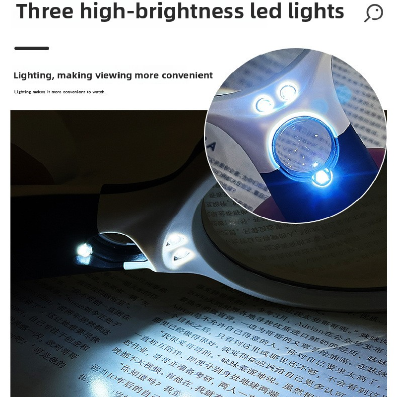 2 Pack Black and white Handheld LED Magnifying Glass 10x Zoom 70mm Lens Illuminated Reading Magnifier with Light for Seniors Low Vision Books Maps and Kids Science - Image 4