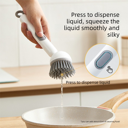 2 Pack White Kitchen Dish Brush with Soap Dispenser Adjustable Handle 360 Degree Cleaning Scrubber Non-Scratch Bristles for Pans Pots and Sink - Image 2