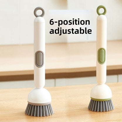 2 Pack White Kitchen Dish Brush with Soap Dispenser Adjustable Handle 360 Degree Cleaning Scrubber Non-Scratch Bristles for Pans Pots and Sink - Image 4