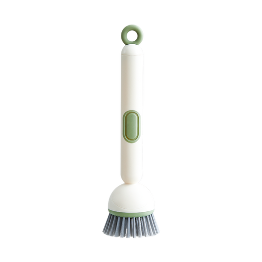 2 Pack Green Kitchen Dish Brush with Soap Dispenser Adjustable Handle 360 Degree Cleaning Scrubber Non-Scratch Bristles for Pans Pots and Sink