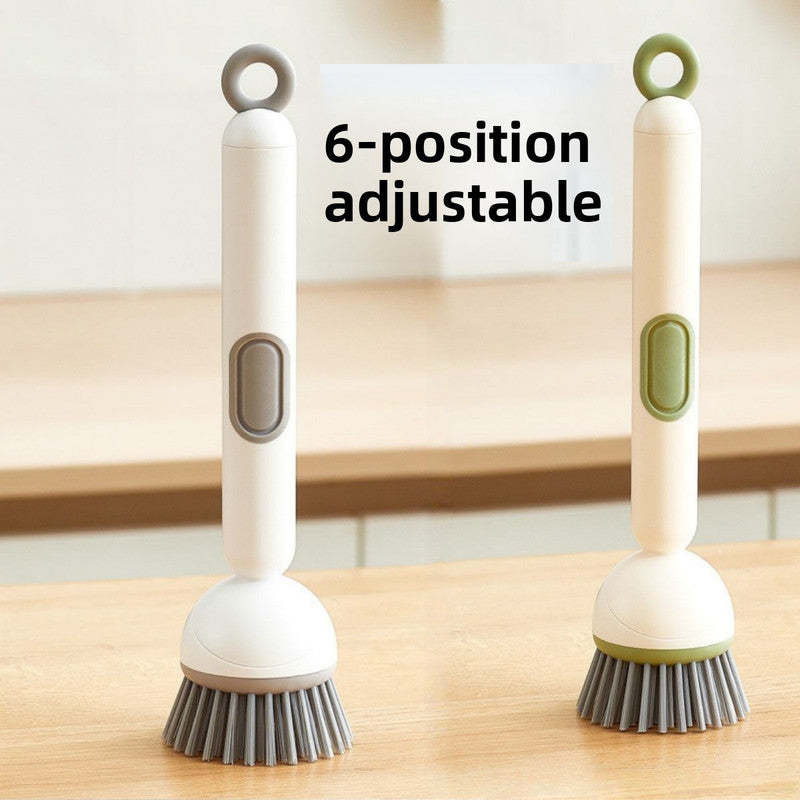 2 Pack Green Kitchen Dish Brush with Soap Dispenser Adjustable Handle 360 Degree Cleaning Scrubber Non-Scratch Bristles for Pans Pots and Sink - Image 4