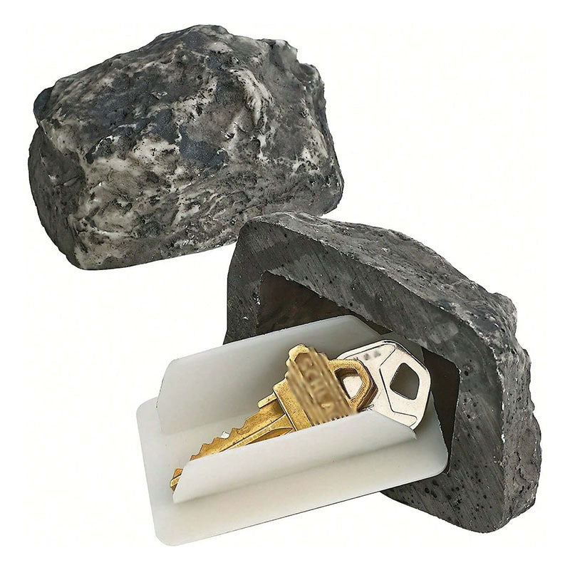 2 Pack Realistic Faux Rock Key Hider Outdoor Spare Key Safe Box Weatherproof Secret Compartment for Garden Yard and Front Door Security