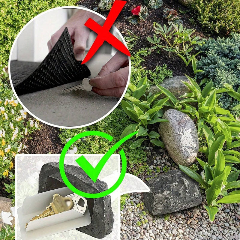 2 Pack Realistic Faux Rock Key Hider Outdoor Spare Key Safe Box Weatherproof Secret Compartment for Garden Yard and Front Door Security - Image 3