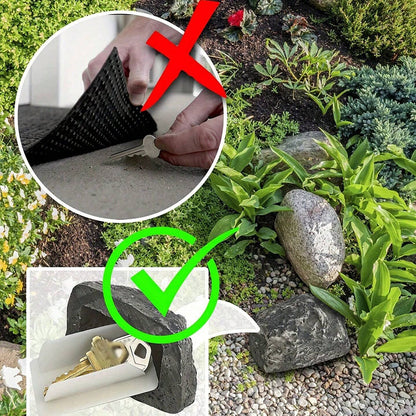 2 Pack Realistic Faux Rock Key Hider Outdoor Spare Key Safe Box Weatherproof Secret Compartment for Garden Yard and Front Door Security - Image 3