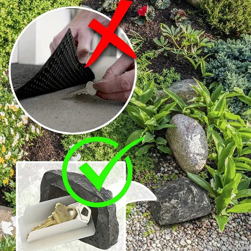2 Pack Realistic Faux Rock Key Hider Outdoor Spare Key Safe Box Weatherproof Secret Compartment for Garden Yard and Front Door Security - Image 3