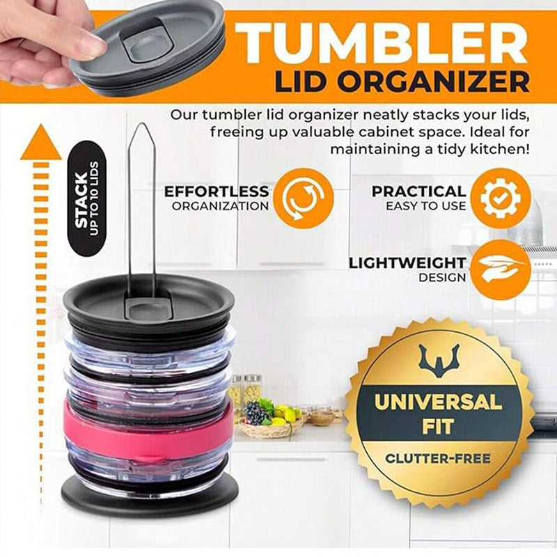 5-PCS Universal Tumbler Lid Organizer Stand Vertical Storage Rack for Kitchen Cabinets Holds Up to 10 Lids Space Saving Cup Accessory Holder - Image 3