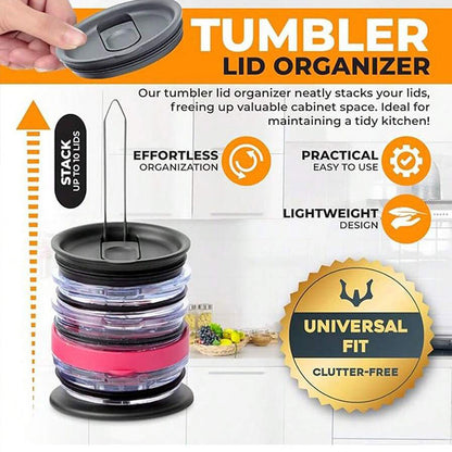 5-PCS Universal Tumbler Lid Organizer Stand Vertical Storage Rack for Kitchen Cabinets Holds Up to 10 Lids Space Saving Cup Accessory Holder - Image 3