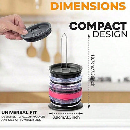 5-PCS Universal Tumbler Lid Organizer Stand Vertical Storage Rack for Kitchen Cabinets Holds Up to 10 Lids Space Saving Cup Accessory Holder - Image 4