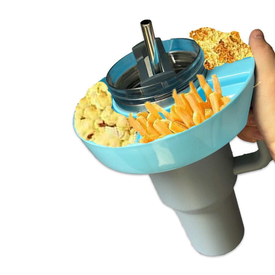 2 Pack Blue Snack Bowl for Stanley 40oz Tumbler with Handle Reusable Silicone Snack Ring Divider Tray for Movie Night Road Trip and Camping