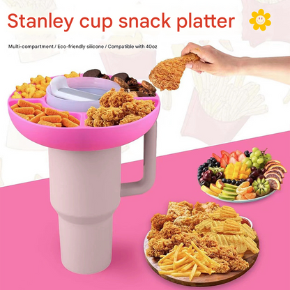 2 Pack Blue Snack Bowl for Stanley 40oz Tumbler with Handle Reusable Silicone Snack Ring Divider Tray for Movie Night Road Trip and Camping - Image 2