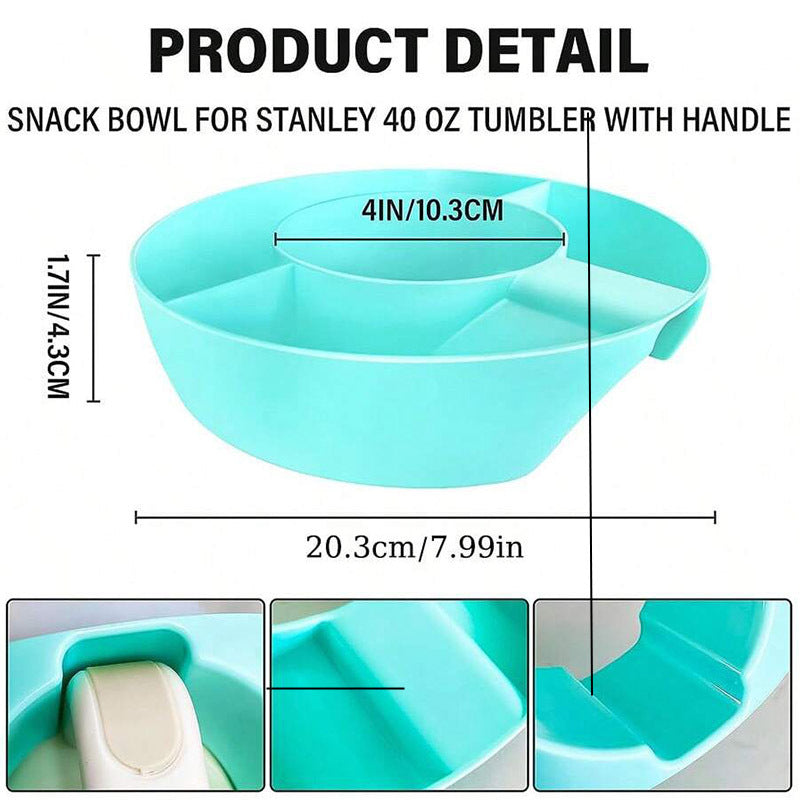2 Pack Blue Snack Bowl for Stanley 40oz Tumbler with Handle Reusable Silicone Snack Ring Divider Tray for Movie Night Road Trip and Camping - Image 4
