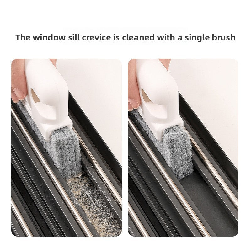 5-PCS Grey Window Track Cleaning Brush Tool Handheld Groove Gap Cleaner with Scraper Small Scrubbing Brush for Sliding Door Rails and Sills - Image 3