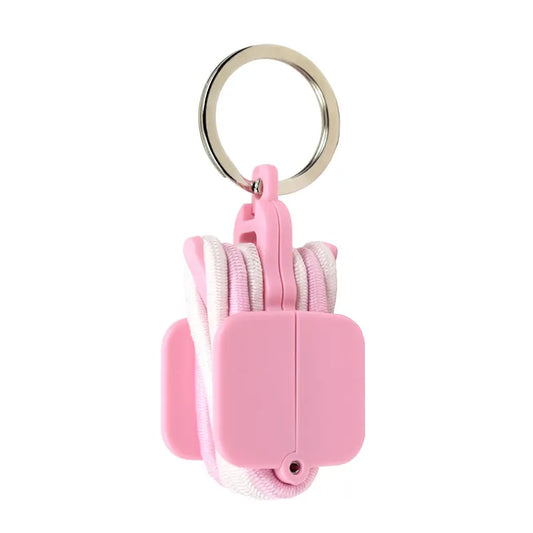3-PCS Pink Portable Hair Tie Organizer Keychain Compact Hair Accessories Holder with Clip for Travel School Bag and Purse