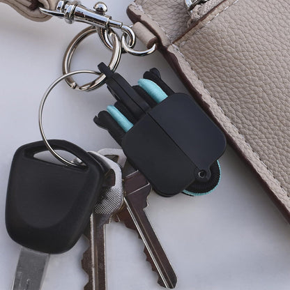 3-PCS Blue Portable Hair Tie Organizer Keychain Compact Hair Accessories Holder with Clip for Travel School Bag and Purse - Image 3
