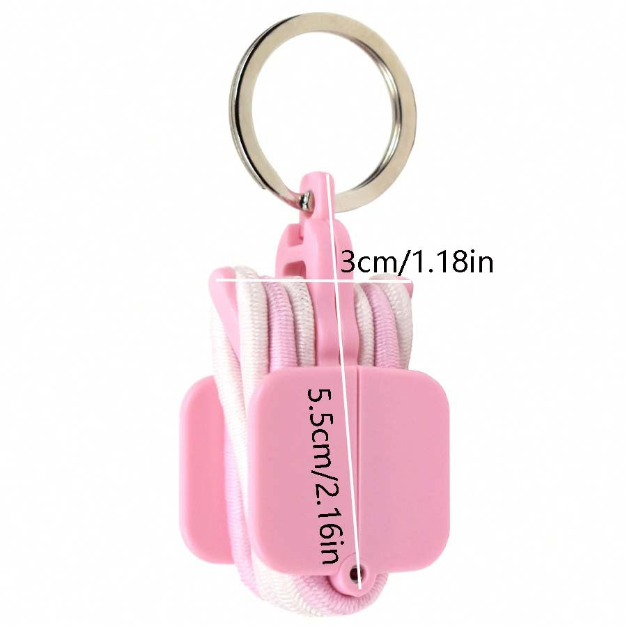 3-PCS Blue Portable Hair Tie Organizer Keychain Compact Hair Accessories Holder with Clip for Travel School Bag and Purse - Image 5