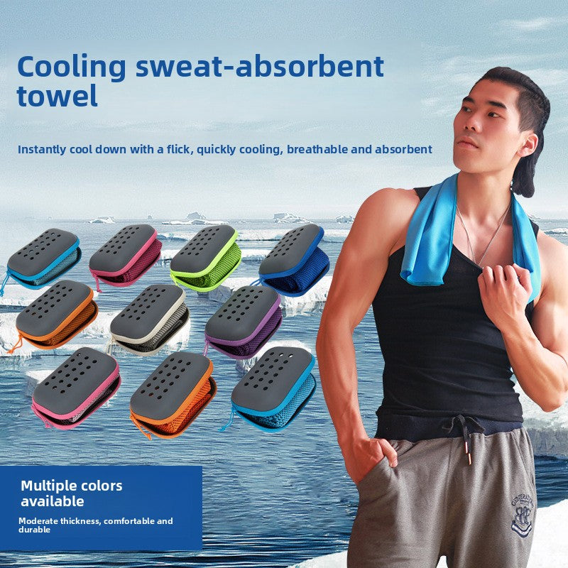 2-PCS Bright orange Instant Cooling Towel with EVA Case 30x90cm Breathable Ice Silk Sports Towel Quick Dry for Gym Yoga and Outdoor Workouts - Image 4