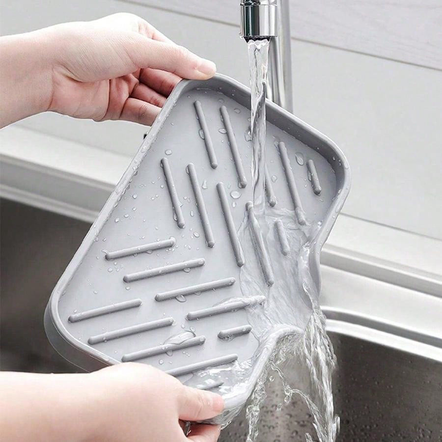 3-PCS Grey Large Drainable Soap Dish Tray with Anti-Slip Base for Bathroom Sink - Keeps Soap Dry and Organized in Australian Homes - Image 3
