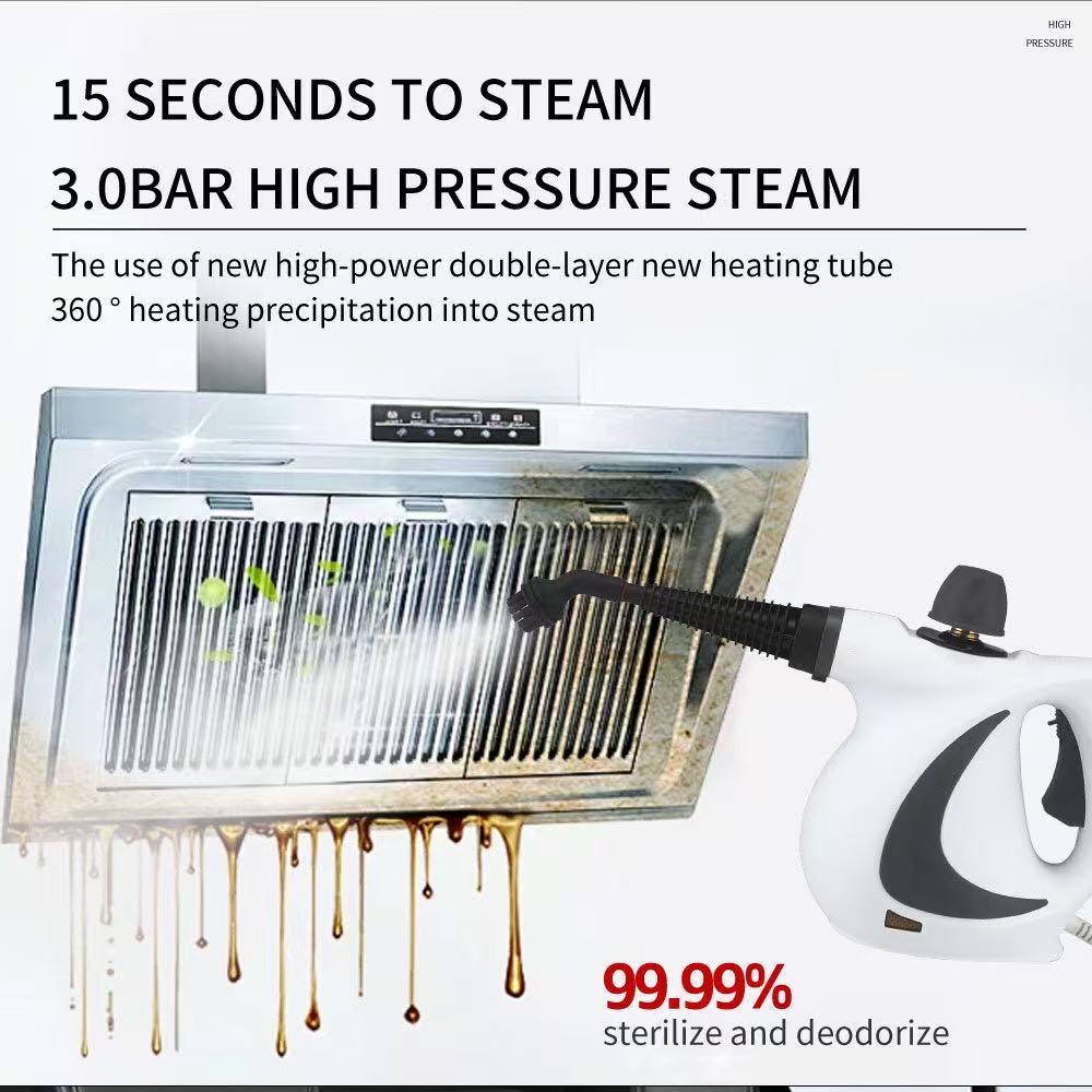 Blue Handheld Steam Cleaner 1050W High Pressure Chemical Free Cleaning Machine with 12 Piece Accessory Set for Kitchen Bathroom Car and Upholstery - Image 3