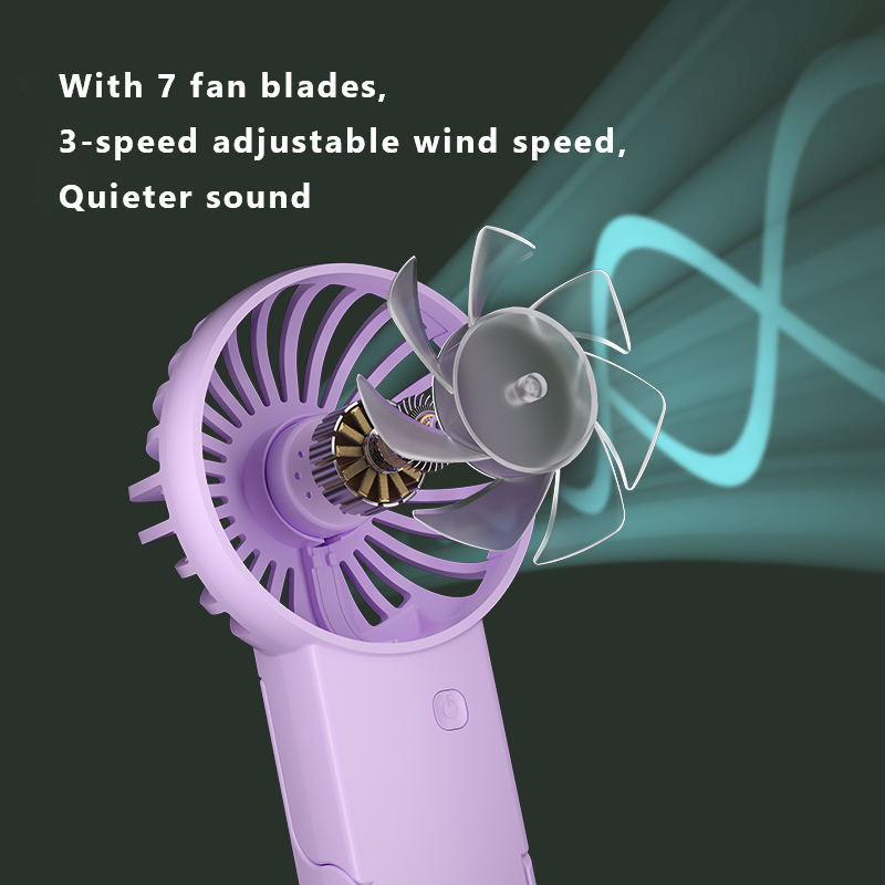 White 2 Pack Mini Portable Handheld Fan Foldable Desktop Personal Fan USB Rechargeable Pocket Fan with 3 Speeds for Travel Office and Outdoor - Image 2