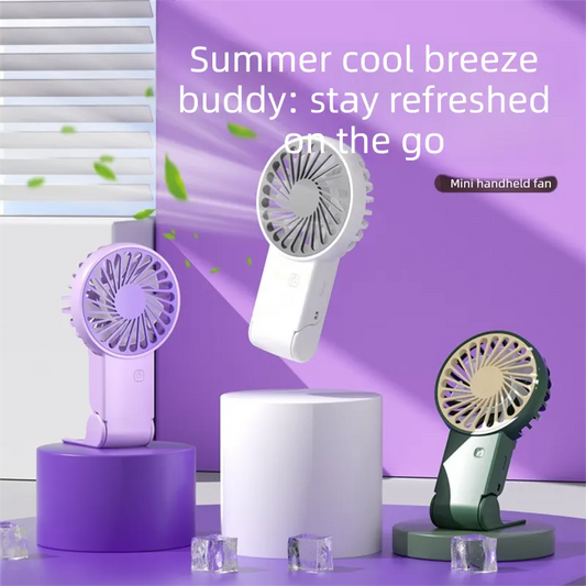 Purple 2 Pack Mini Portable Handheld Fan Foldable Desktop Personal Fan USB Rechargeable Pocket Fan with 3 Speeds for Travel Office and Outdoor - Image 3