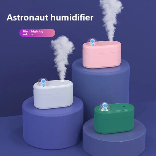 Green Rechargeable Mini Astronaut Air Humidifier USB Desktop Cool Mist Humidifier with 7-Color LED Night Light for Bedroom and Office - Image 3