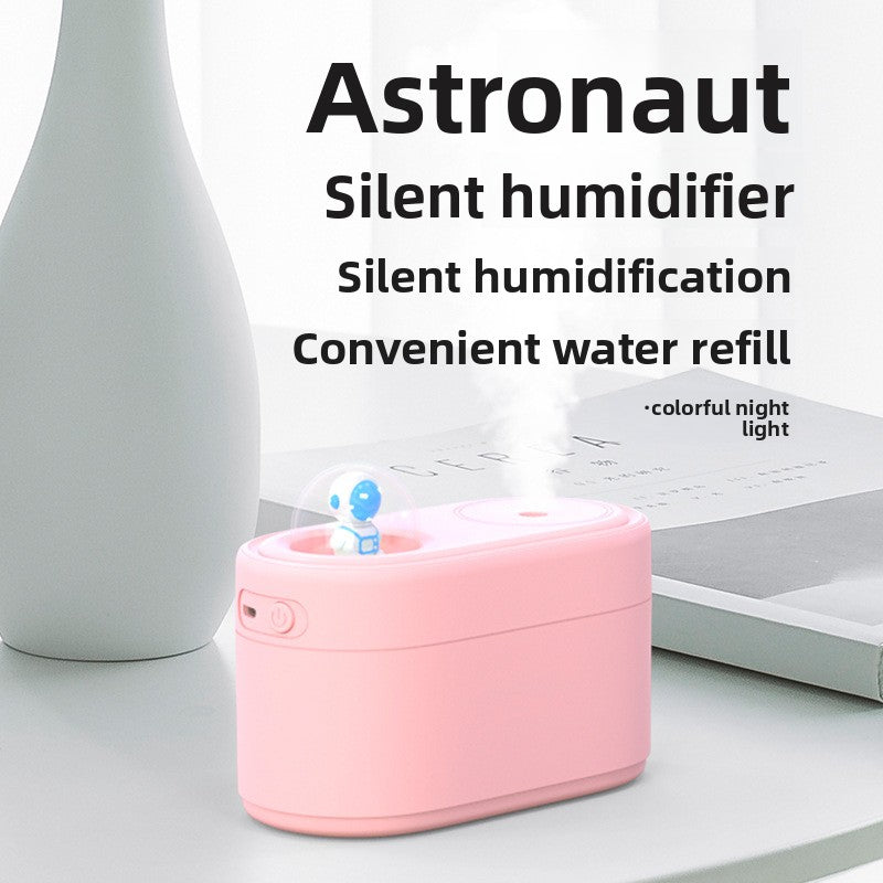 Green Rechargeable Mini Astronaut Air Humidifier USB Desktop Cool Mist Humidifier with 7-Color LED Night Light for Bedroom and Office - Image 4