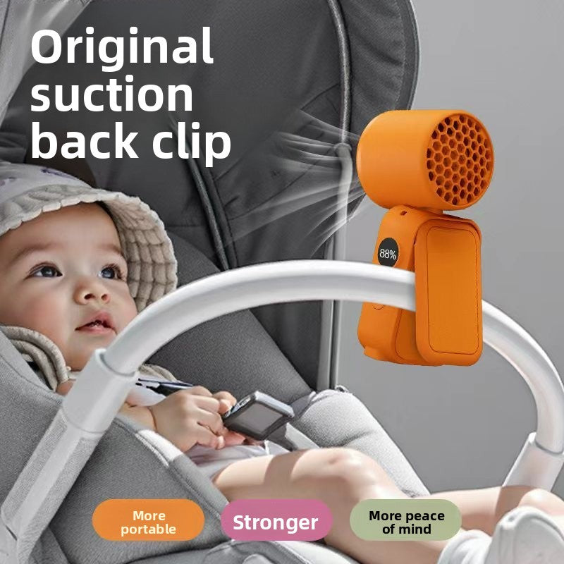 White Portable Handheld Fan 350 Degree Rotation Foldable Neck Hanging Waist Fan with Magnetic Base LED Display 5 Speed Personal Fan - Image 4