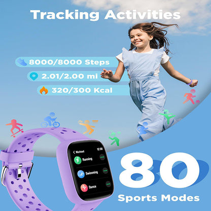Pink Kids Smart Watch Fitness Tracker with Pedometer Heart Rate Monitor and 14 Sport Modes IP68 Waterproof Watch for Boys and Girls - Image 6