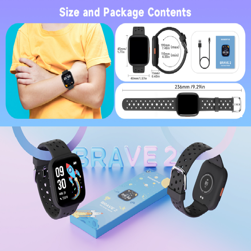 Blue Kids Smart Watch Fitness Tracker with Pedometer Heart Rate Monitor and 14 Sport Modes IP68 Waterproof Watch for Boys and Girls - Image 2