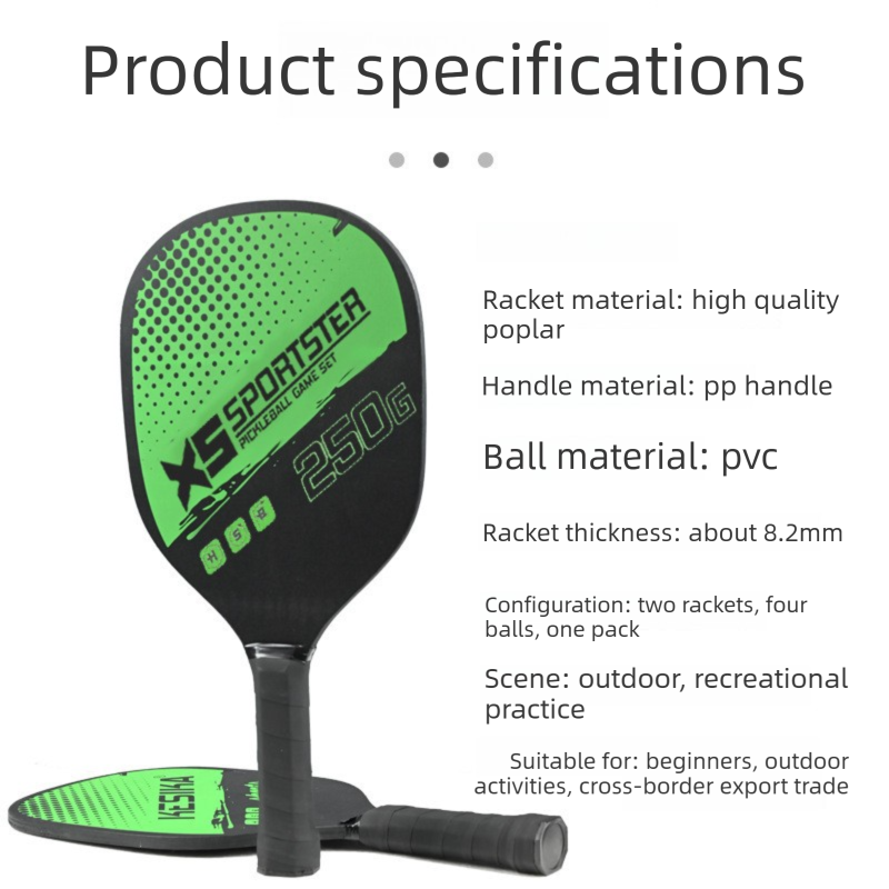 Blue Pickleball Paddles Set of 2 Lightweight Wood Rackets with 4 Pickleballs and Carry Bag Outdoor Sports Equipment for Beginners - Image 4